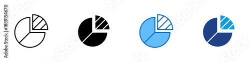 Pie Chart Multiple Style Icon Design Vector - Segmented pie chart visualization, representing data distribution, proportion analysis, and statistical overview