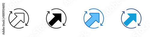 Upgrade Multiple Style Icon Design Vector - Upward arrow within a circular motion, representing upgrade process, improvement, and continuous progress