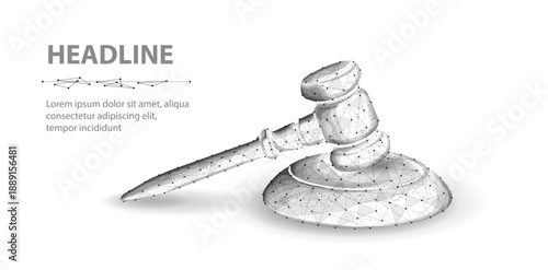 Gavel hammer isolated on white. Law judge, digital justice, legal concept, justice system, cyber intelligence, court judgement, digital court, digital legislation

