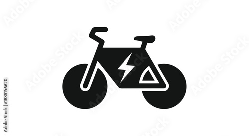 Simple black silhouette of an electric bicycle with a lightning bolt