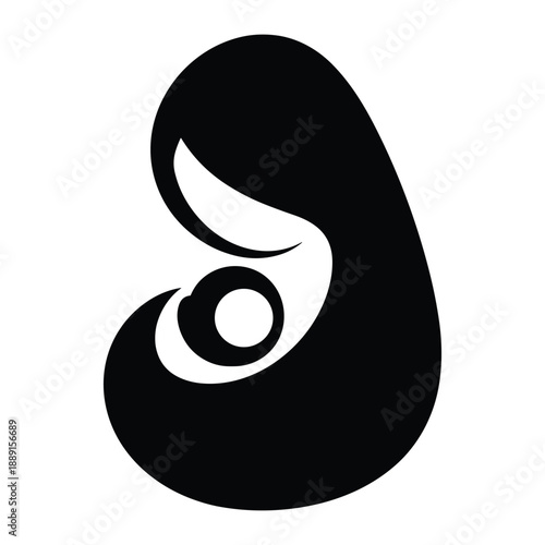 Abstract mother and baby silhouette, conveying a sense of warmth and protection.