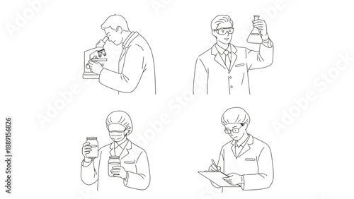 A scientist in a lab coat working in a laboratory setting with various equipment