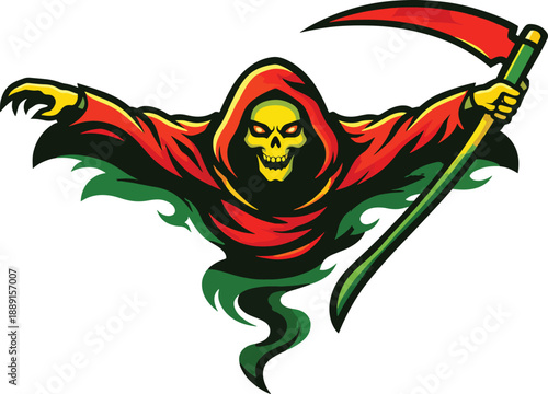 Demonic Grim Reaper Illustration with Scythe