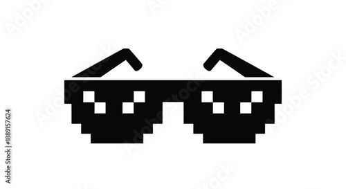 Pixelated sunglasses icon a popular meme image in black and white