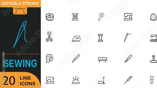 sewing icons on white background