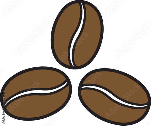 Three brown coffee beans