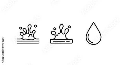 Water Splash and Drop Icons: Dynamic Water Splashes and a Single Water Droplet