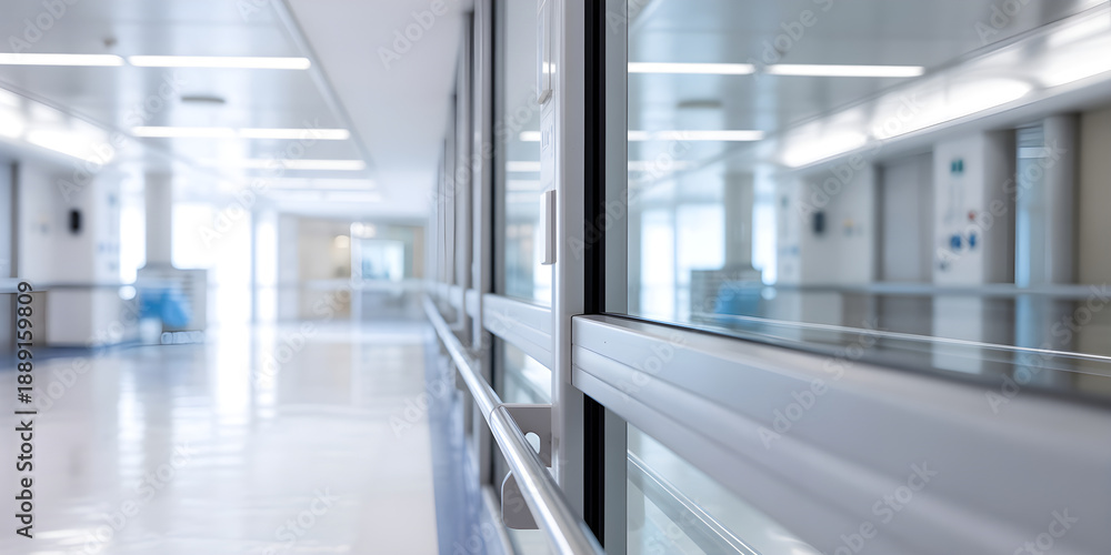 Fototapeta premium Hospital corridor with bright modern interior architecture