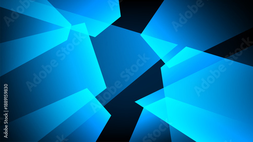 Fractal shape background. Abstract gradient blue mirror broken. Geometric glass texture