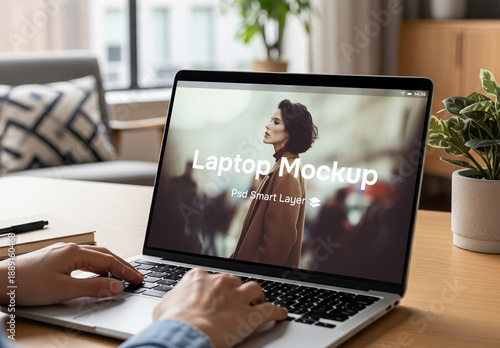 A man using a laptop - mockup