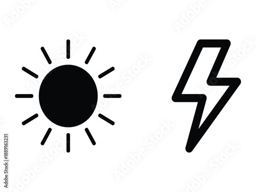 Sun and lightning symbols Vector