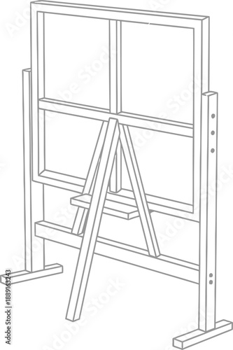 Minimalist line art of a freestanding display board