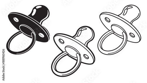 Two baby pacifiers are displayed one solid and one outlined in a striking silhouette high quality