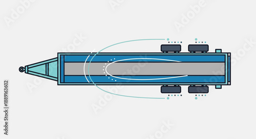 Abstract Representation Of A Truck Trailer From Above With Motion Lines