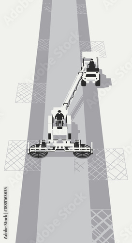 Advanced Road Surface Maintenance Vehicles Operating On A Grey Highway