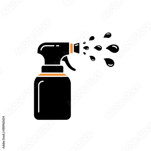 Abstract Spray Bottle Dispensing Liquid Droplets For Cleaning Solutions