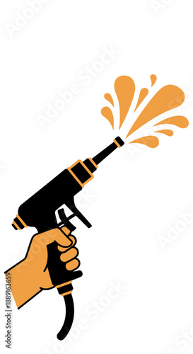 Abstract Spray Gun Dispensing Vibrant Liquid Art