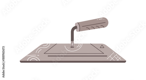 Abstract Trowel Tool With Geometric Patterns And Curves