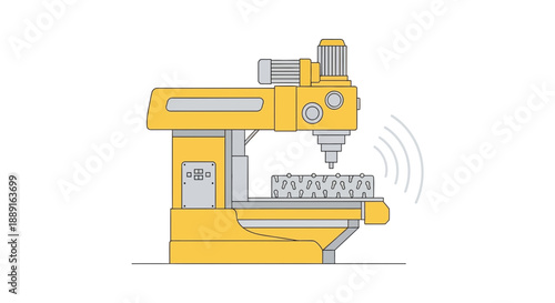Advanced Yellow Machining Center With Precision Drilling Operations In Manufacturing