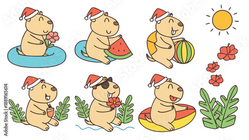 Festive prairie dogs enjoy summer activities with vibrant colors and a playful silhouette high quality professional