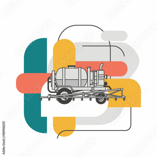 Agricultural Sprayer Machine Modern Flat Illustration