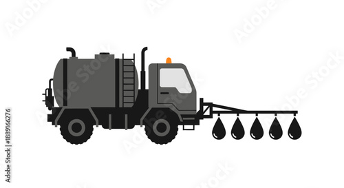 Agricultural Sprayer Truck Dispensing Liquid Droplets Industrial Vehicle Illustration
