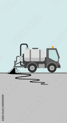 Asphalt Sealing Truck Applying Protective Coating to Roadway