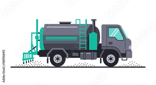 Agricultural Sprayer Truck Spreading Fertilizer or Pesticides on Field