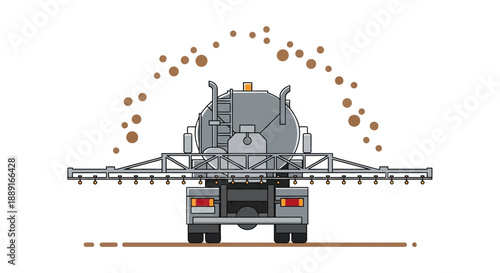 Agricultural Sprayer Truck Spreading Fertilizer Over Fields