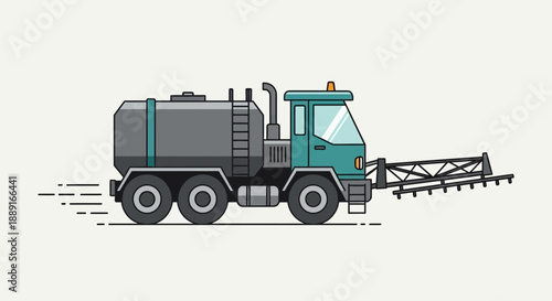 Agricultural Sprayer Truck Vector Illustration Minimalist Style