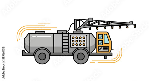 Agricultural Sprayer Truck Vector Illustration Industrial Vehicle