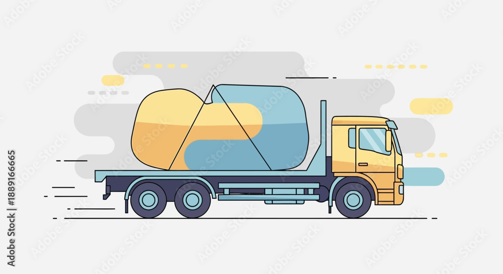Fototapeta premium Automated Delivery Of Heavy Materials By Truck With Load