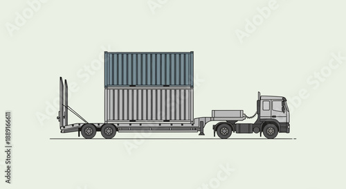 Automated Container Transportation Truck Delivering Goods On A Plain Background