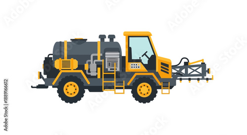 Agricultural Sprayer Vehicle Modern Flat Design Illustration