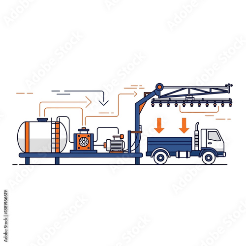 Agricultural Spraying Equipment And Truck Industrial Application Concept