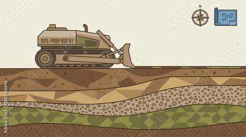 Automated Excavator Working On Subterranean Layers