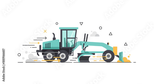 Automated Grader Machine Operating Efficiently On A Construction Site