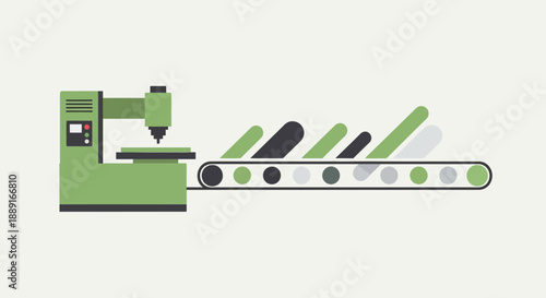 Automated Production Line With Modern Manufacturing Machine And Conveyor System