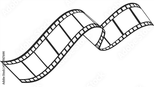 A black and white filmstrip illustration with a dynamic wavy design silhouette high quality professional detailed
