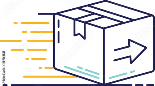Simple line art icon illustrating rapid package delivery service indicating speed and efficient logistics movement for ecommerce fulfillment and global shipping concepts