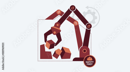 Automated Robotic Arm Industrial Production Line Assembly Concept