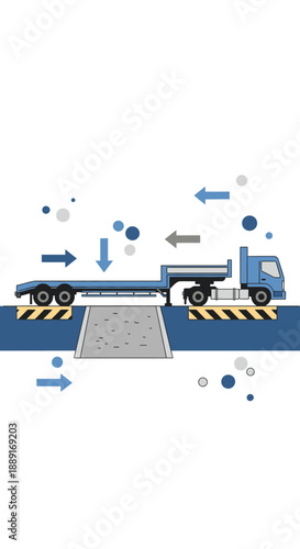 Automotive Truck Weigh Station Industrial Logistics Transportation Vector Art