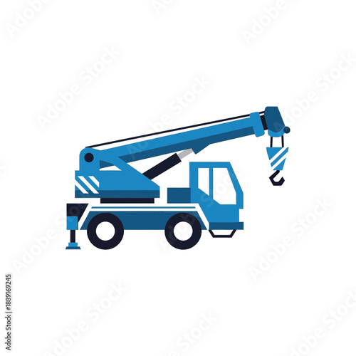 Blue Mobile Crane Machine Vehicle Construction Equipment