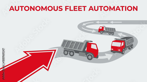 Autonomous Fleet Automation Digital Concept Showing Self Driving Trucks