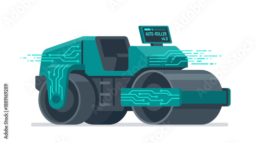Autonomous Road Roller With Circuit Board Design And Digital Display
