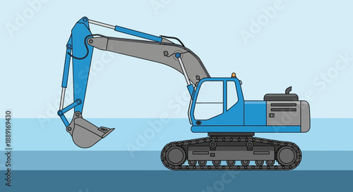 Blue Construction Excavator Vehicle For Heavy Earth Moving Operations