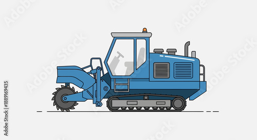 Blue Tracked Trenching Machine With Rotating Cutter Wheel