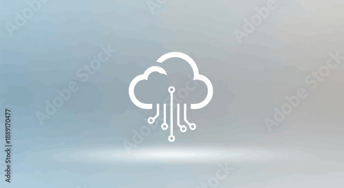 Outline icon symbolizing the fusion of cloud computing technology with integrated digital circuits representing complex data processing and network infrastructure solutions for the modern era