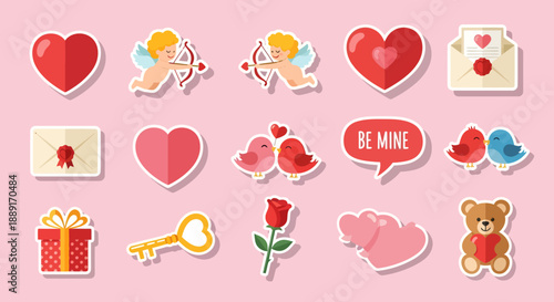 Valentine's Day love symbols and romantic icons