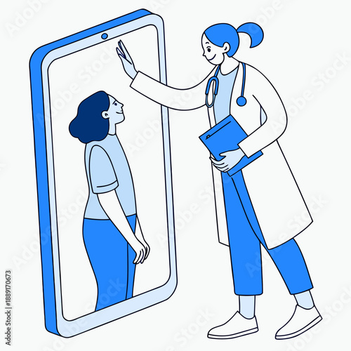 Telemedicine Concept Doctor Consulting Patient via Smartphone